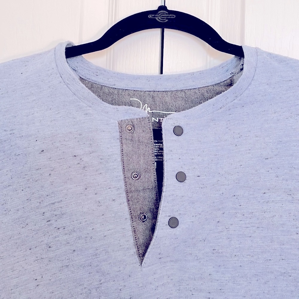 Men’s Marc Anthony Luxury Long Sleeve Henley Top in Blue - Size L - Picture 2 of 4